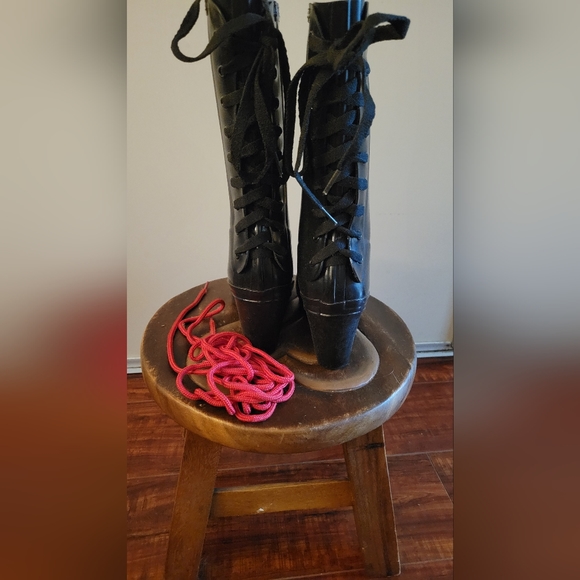 Black Hunter wedge rainboots sz 6/37 - Picture 3 of 6